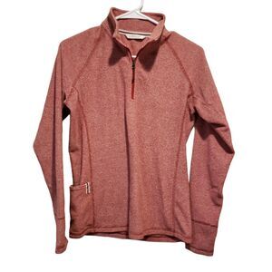 Orvis Sweatshirt Womens X-small Red Striped 1/4 Zip Pullover Lightweight Pocket